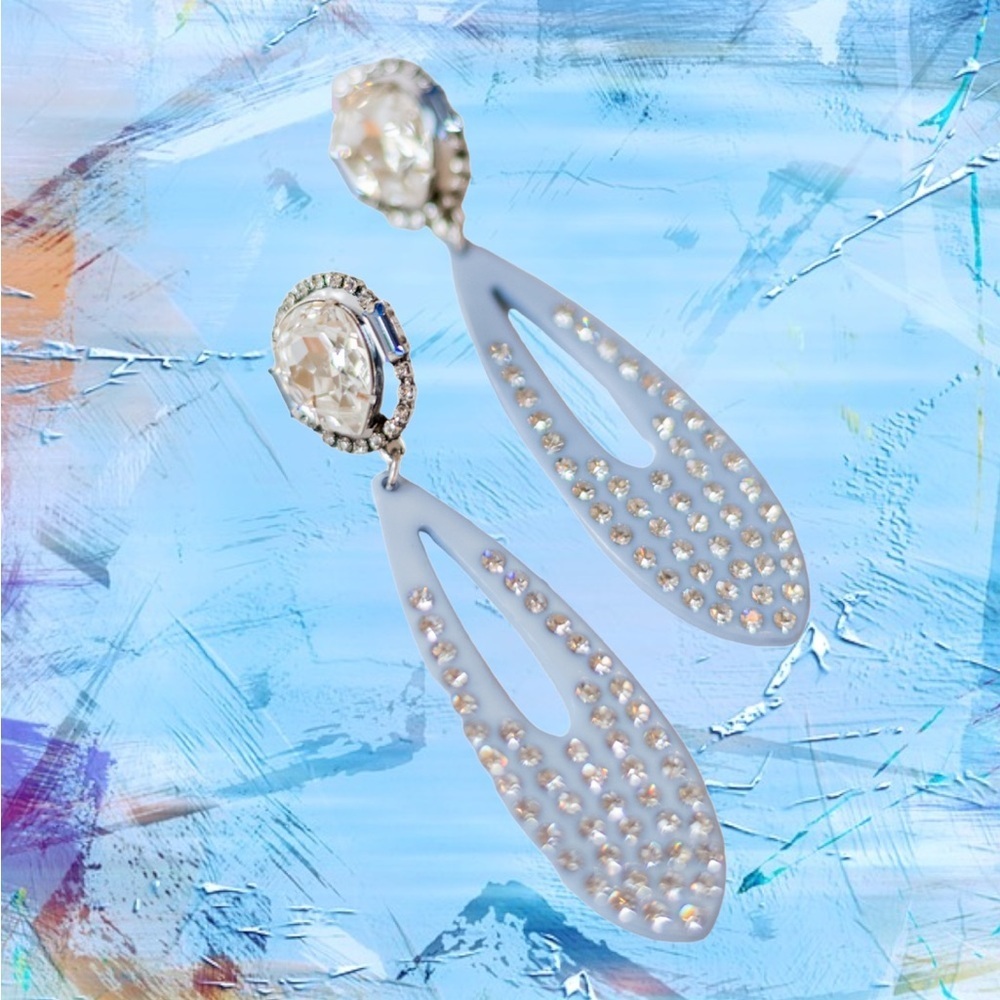 Dannijo pale blue and sparkling post statement earrings EUC